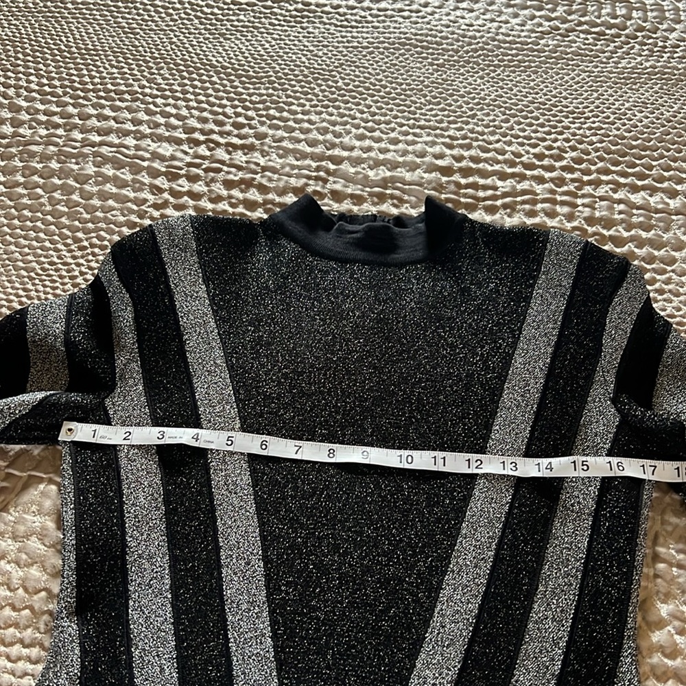 Balmain Paris Chevron Stripe Lurex Cocktail LS Dress - Picture 14 of 16